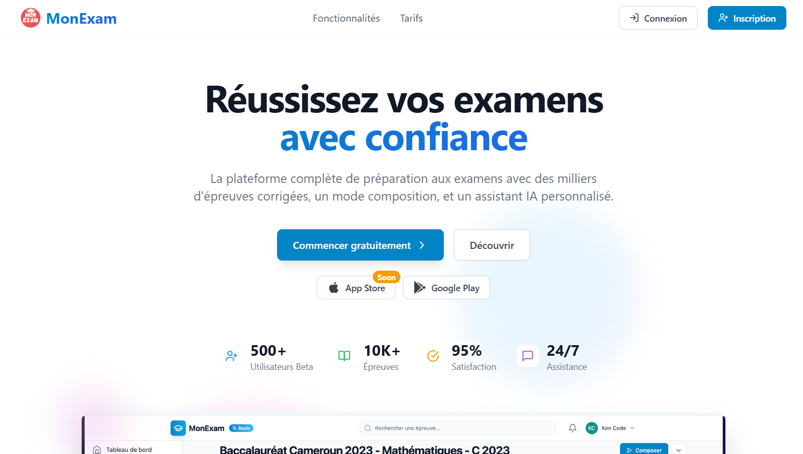 Mon Exam web preview