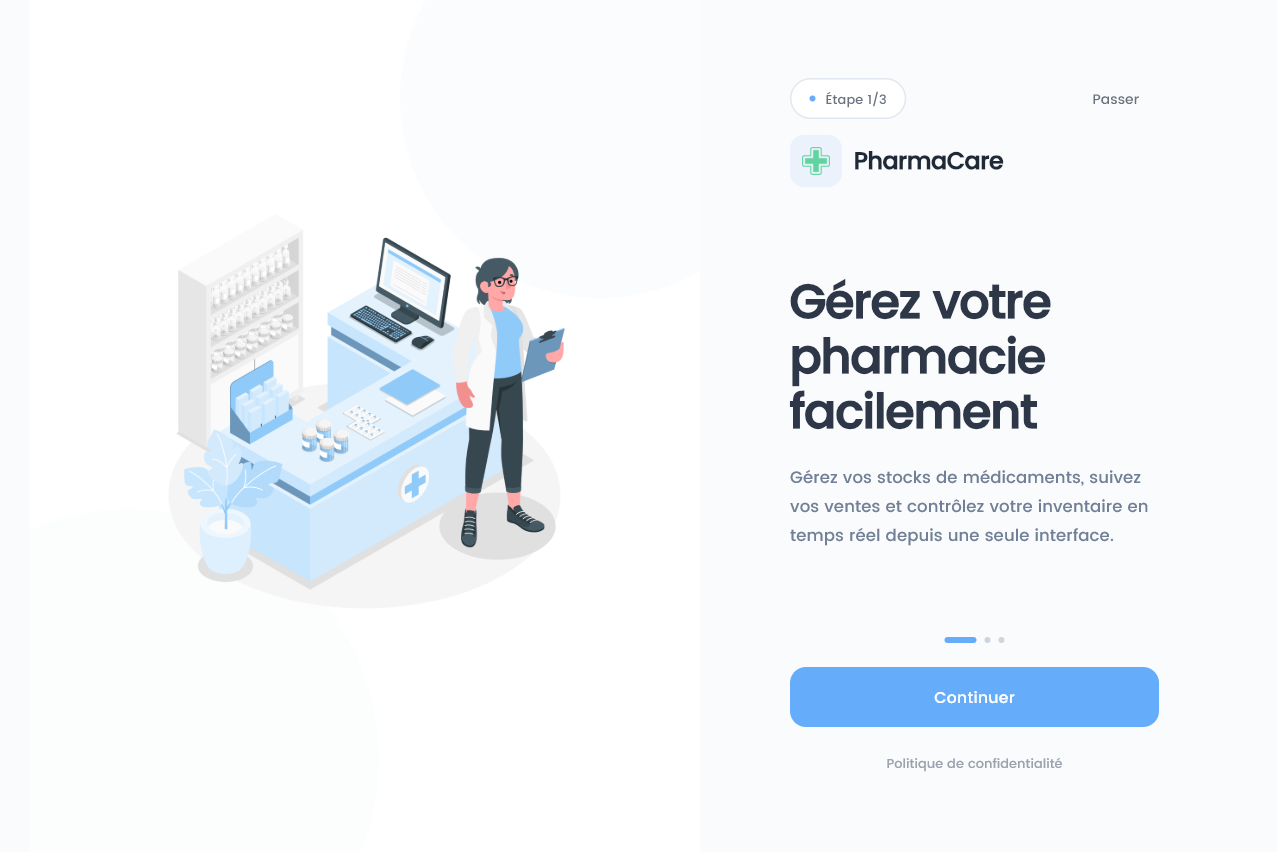Pharmacare — aperçu desktop